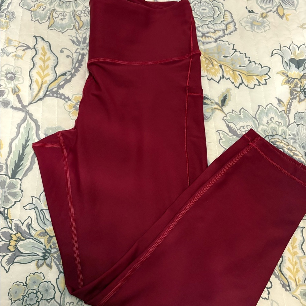 Athleta Interval Stash High Rise 7/8 Legging Women's Burgundy Legging Size Large